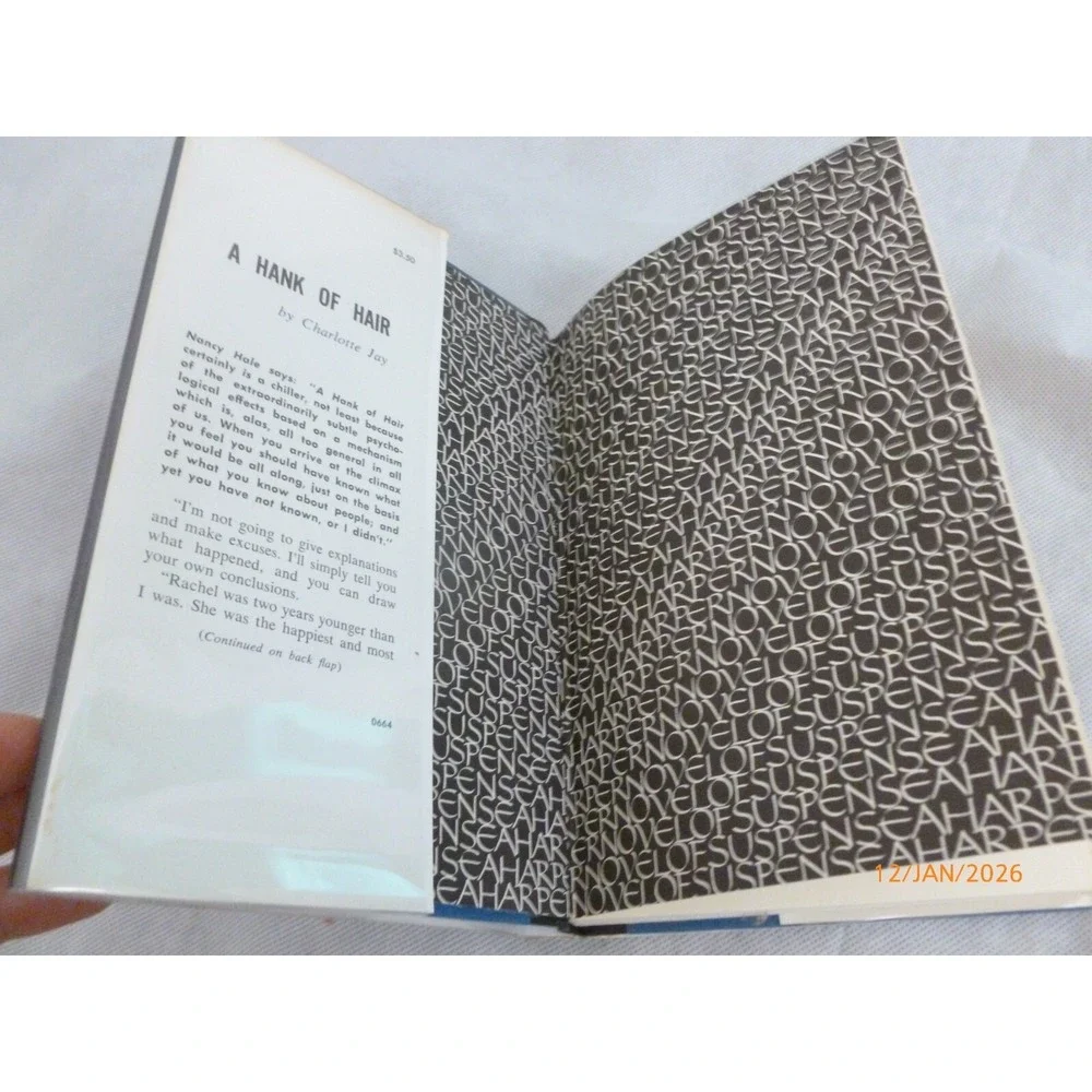 A Hank of Hair Charlotte Jay 1964 Harper Row Hardcover First Edition Mystery
